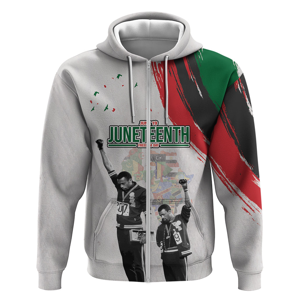 Personalized Juneteenth Freedom Day Zip Hoodie 1968 Black Power Salute - Wonder Print Shop