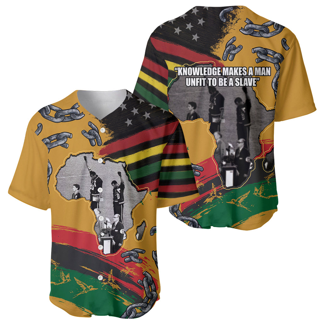 Multicolor baseball jersey set showing front and back graphics, collared V-neck