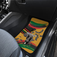 Yellow patriotic car floor mat with chain and salute graphic under front seat