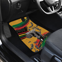 Yellow patriotic graphic car floor mat with chain and salute design