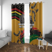 Yellow window curtain panels with star section, red-green waves, and chain graphics.