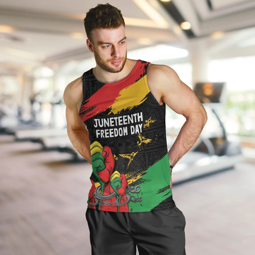 Personalized Juneteenth Freedom Day Men Tank Top Raised Fist Black Power and Africa Pattern - Wonder Print Shop