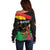 Personalized Juneteenth Freedom Day Off Shoulder Sweater Raised Fist Black Power and Africa Pattern - Wonder Print Shop