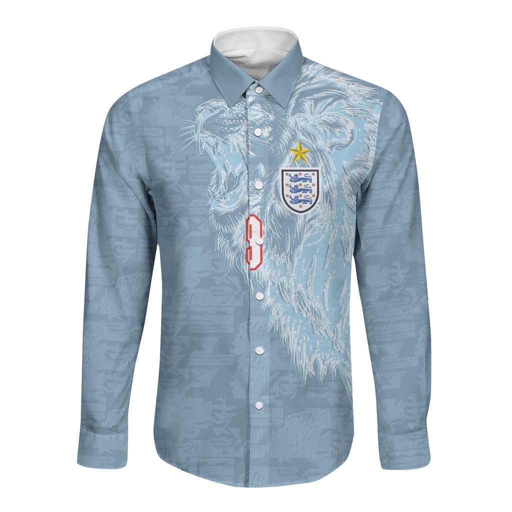 England National Football Custom Long Sleeve Button Shirt Lions Roar 2026 Glory