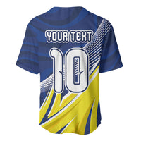 Curacao National Football Custom Baseball Jersey Abstract Sharp Wave Pattern Sporty Style with Map