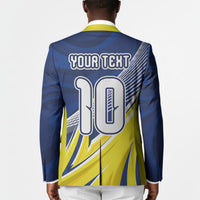 Curacao National Football Custom Blazer Abstract Sharp Wave Pattern Sporty Style with Map
