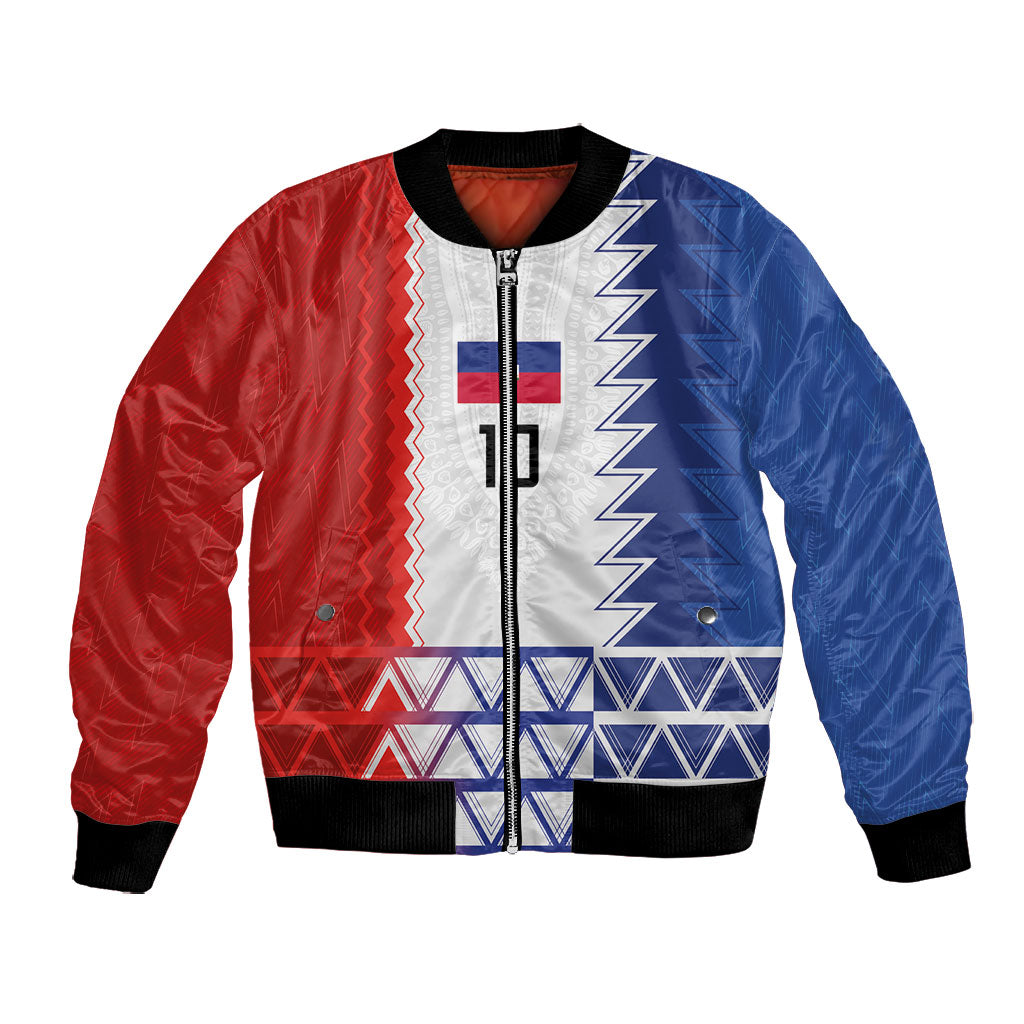 Haiti Football Custom Bomber Jacket Tribal African Abstract Graphic