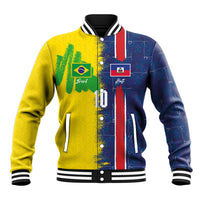 Haiti and Brazil Football Custom Baseball Jacket Splash Half Split