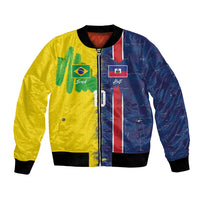 Haiti and Brazil Football Custom Bomber Jacket Splash Half Split