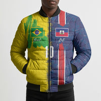 Haiti and Brazil Football Custom Bomber Puffer Jacket Splash Half Split