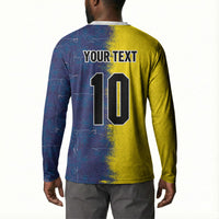 Haiti and Brazil Football Custom Button Sweatshirt Splash Half Split
