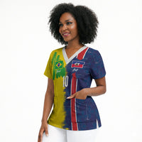 Haiti and Brazil Football Custom Scrub Top Splash Half Split