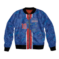 Cabo Verde Custom Bomber Jacket Paint Brush Stroke Shark Pattern Map Design