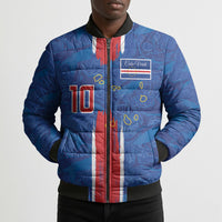 Cabo Verde Custom Bomber Puffer Jacket Paint Brush Stroke Shark Pattern Map Design