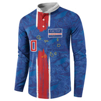 Cabo Verde Custom Button Sweatshirt Paint Brush Stroke Shark Pattern Map Design