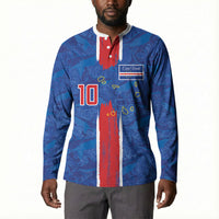 Cabo Verde Custom Button Sweatshirt Paint Brush Stroke Shark Pattern Map Design