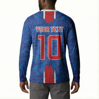 Cabo Verde Custom Button Sweatshirt Paint Brush Stroke Shark Pattern Map Design