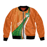 Cote D'Ivoire Football Custom Bomber Jacket Abstract Wave Pattern Tribal Sporty Style