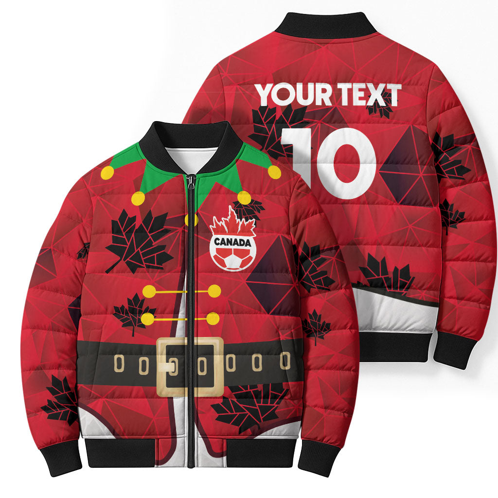 Custom Canada Football Bomber Puffer Jacket Funny Christmas Elf Costume
