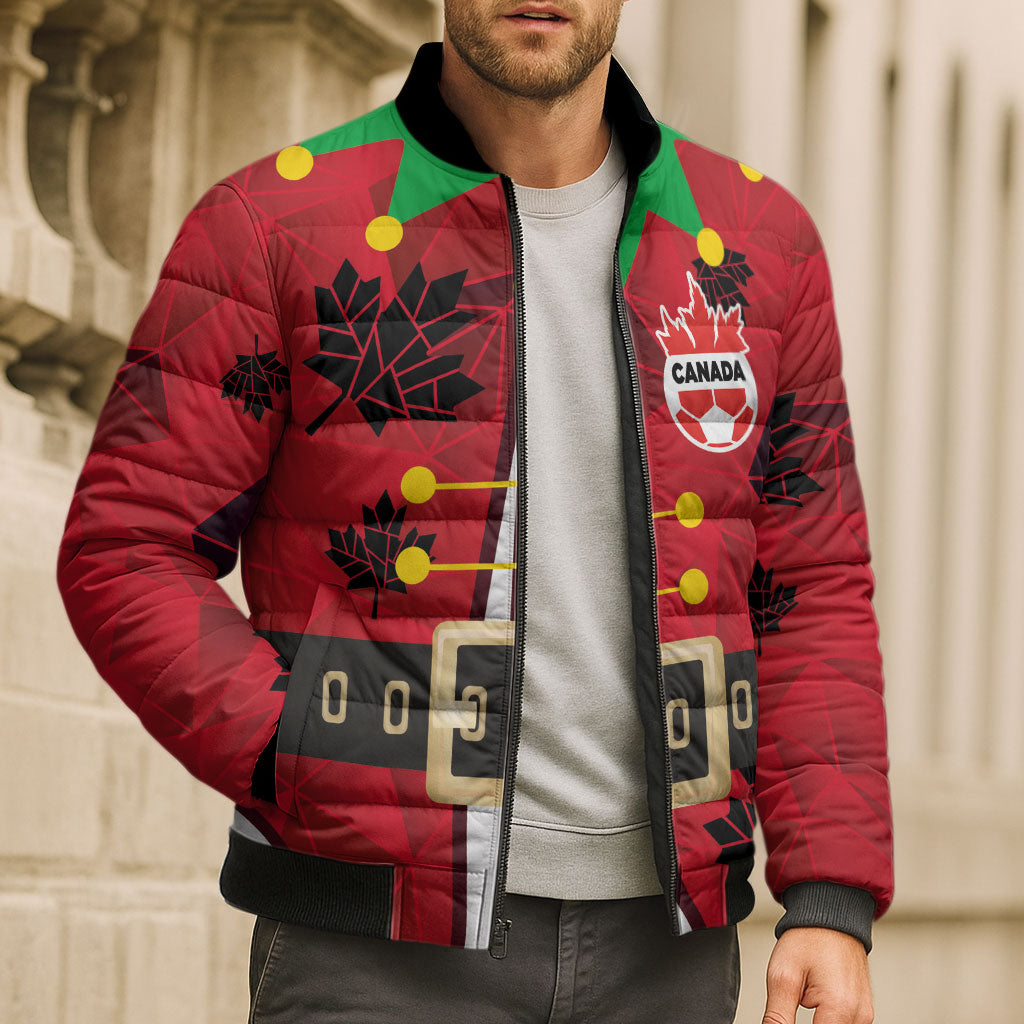 Custom Canada Football Bomber Puffer Jacket Funny Christmas Elf Costume