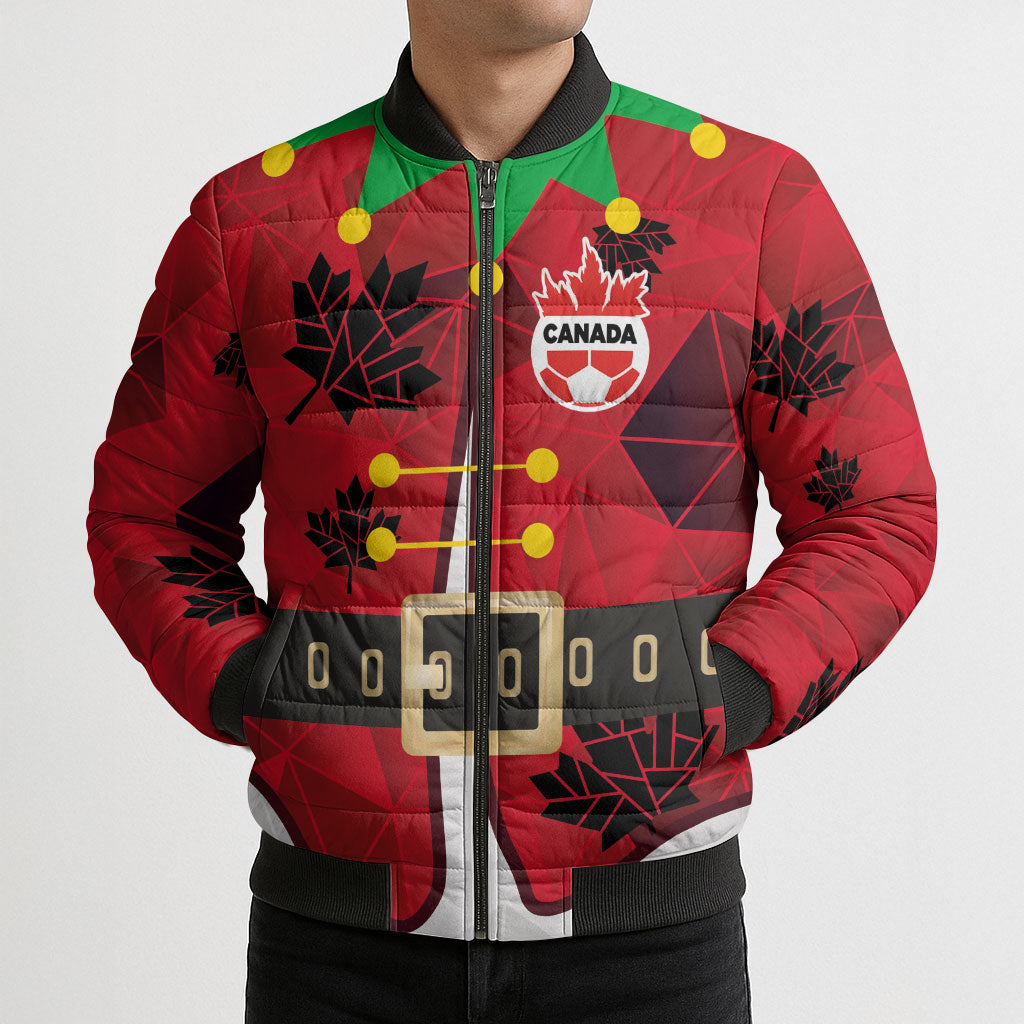 Custom Canada Football Bomber Puffer Jacket Funny Christmas Elf Costume