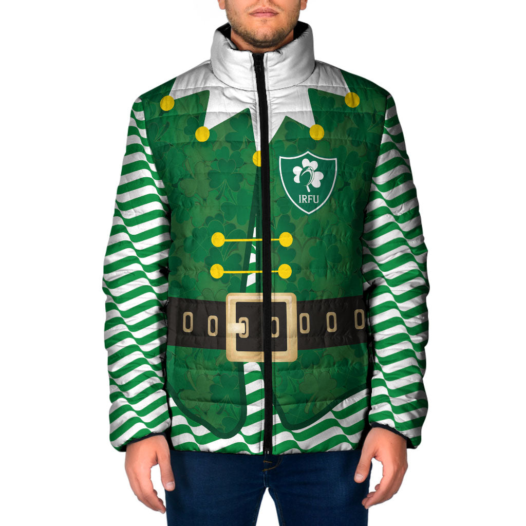 Custom Ireland Rugby Padded Jacket Funny Christmas Elf Costume