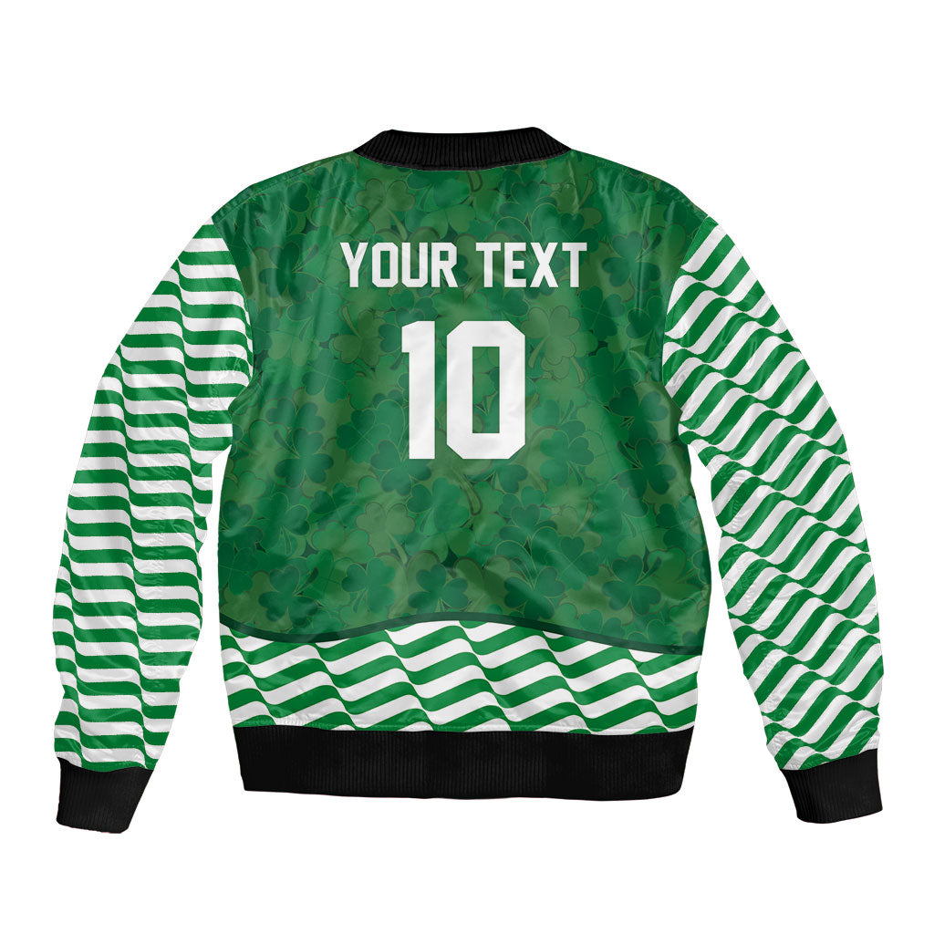 Custom Ireland Rugby Sleeve Zip Bomber Jacket Funny Christmas Elf Costume