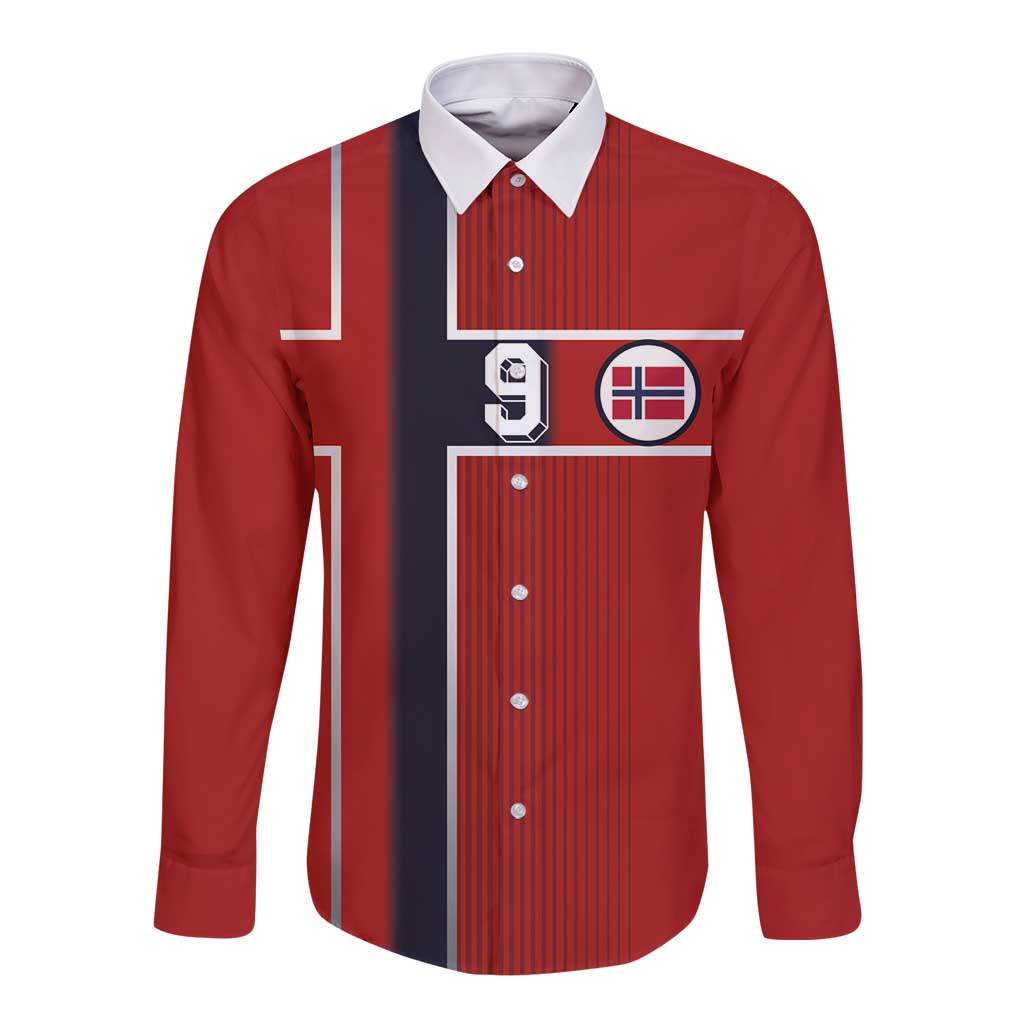 Custom Norway Football Long Sleeve Button Shirt Retro Style