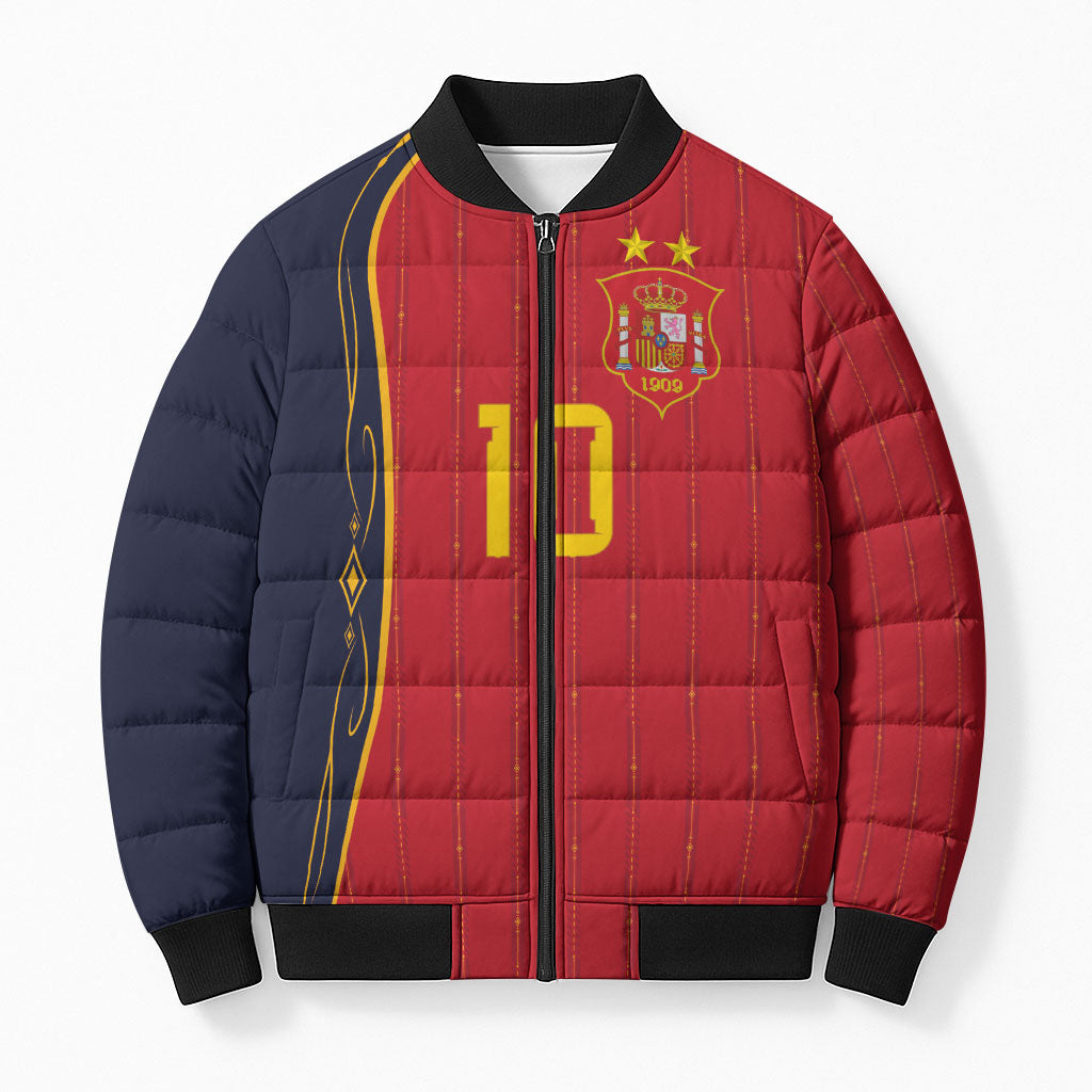 Custom Spain Football Bomber Puffer Jacket Sporty Style-Royal Vibe