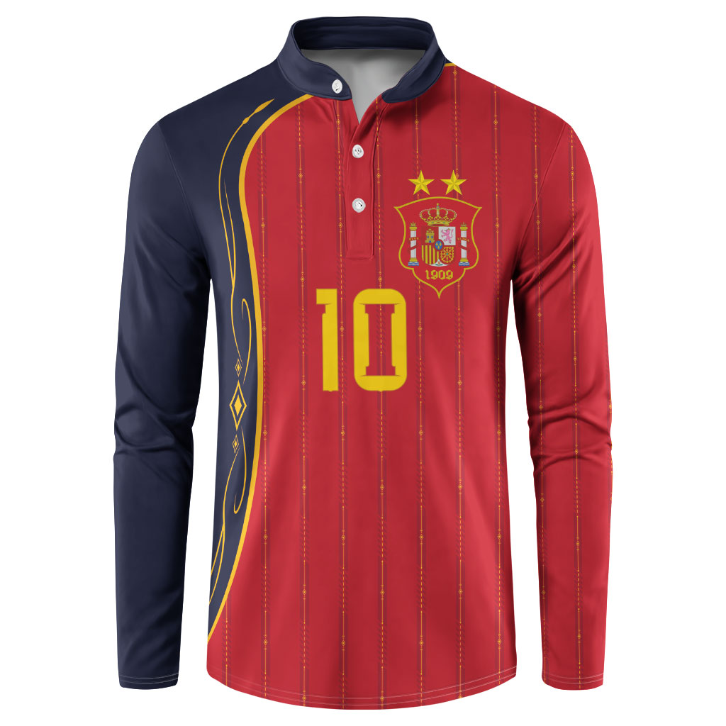 Custom Spain Football Button Sweatshirt Sporty Style-Royal Vibe