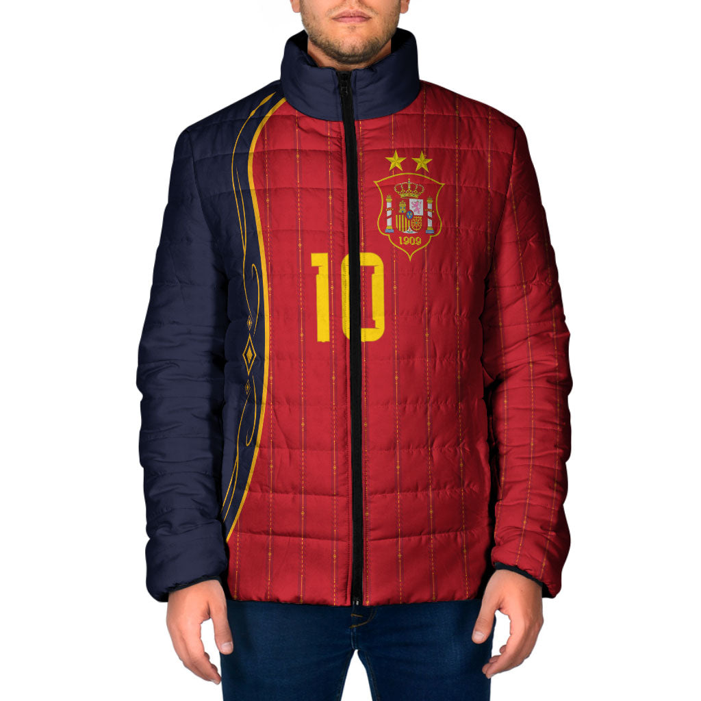 Custom Spain Football Padded Jacket Sporty Style-Royal Vibe
