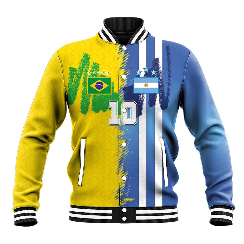 Custom Argentina and Brazil Football Mashup Baseball Jacket La Albiceleste and Selecao