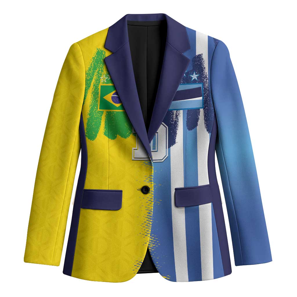 Custom Argentina and Brazil Football Mashup Blazer La Albiceleste and Selecao