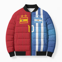 Custom Argentina and Spain Football Mashup Bomber Puffer Jacket Final 2026