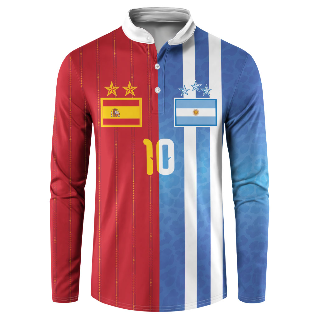 Custom Argentina and Spain Football Mashup Button Sweatshirt Final 2026