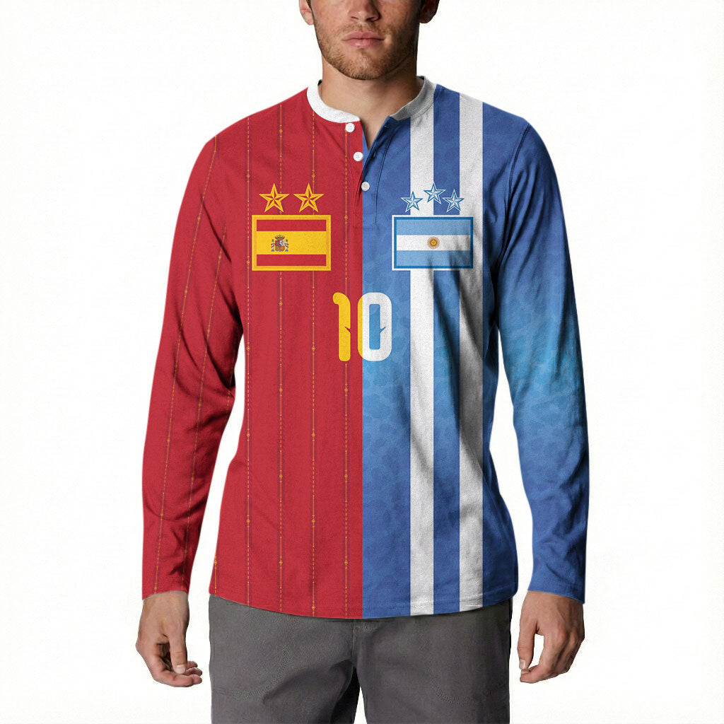 Custom Argentina and Spain Football Mashup Button Sweatshirt Final 2026