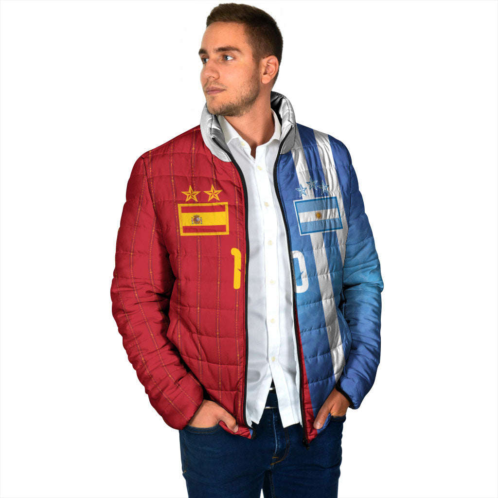 Custom Argentina and Spain Football Mashup Padded Jacket Final 2026