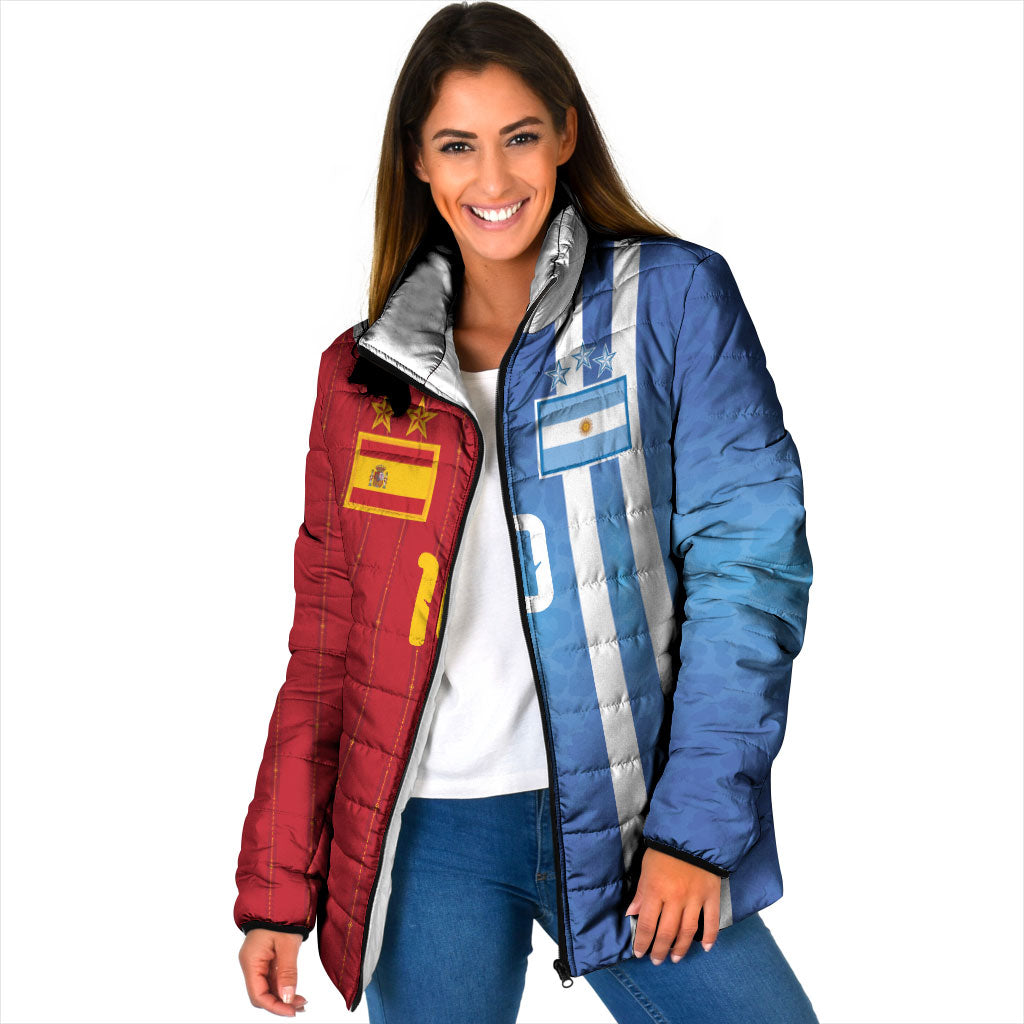 Custom Argentina and Spain Football Mashup Padded Jacket Final 2026