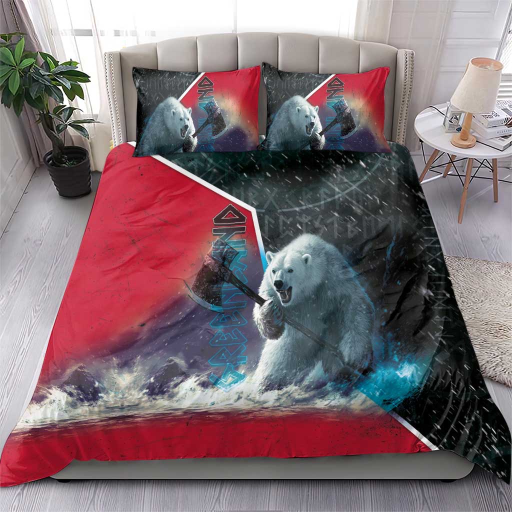 Greenland Bedding Set Polar Bear Warrior Fight for Kalaallit Nunaat