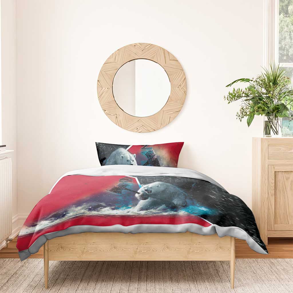 Greenland Bedding Set Polar Bear Warrior Fight for Kalaallit Nunaat