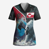 Personalized Greenland Scrub Top Polar Bear Warrior Fight for Kalaallit Nunaat