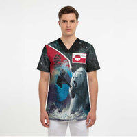 Personalized Greenland Scrub Top Polar Bear Warrior Fight for Kalaallit Nunaat