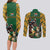 South Africa Rugby Couples Matching Long Sleeve Bodycon Dress and Long Sleeve Button Shirt The Springbok Mascot and Rugby Players Fight for Victory - Wonder Print Shop