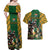 South Africa Rugby Couples Matching Off Shoulder Maxi Dress and Hawaiian Shirt The Springbok Mascot and Rugby Players Fight for Victory - Wonder Print Shop