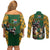 South Africa Rugby Couples Matching Off Shoulder Short Dress and Long Sleeve Button Shirt The Springbok Mascot and Rugby Players Fight for Victory - Wonder Print Shop