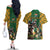 South Africa Rugby Couples Matching Off The Shoulder Long Sleeve Dress and Hawaiian Shirt The Springbok Mascot and Rugby Players Fight for Victory - Wonder Print Shop