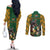 South Africa Rugby Couples Matching Off The Shoulder Long Sleeve Dress and Long Sleeve Button Shirt The Springbok Mascot and Rugby Players Fight for Victory