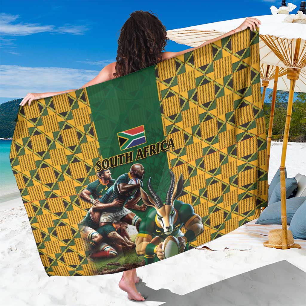 South Africa Rugby Sarong The Springbok Mascot and Rugby Players Fight for Victory - Wonder Print Shop