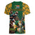 South Africa Rugby Women V-Neck T-Shirt The Springbok Mascot and Rugby Players Fight for Victory