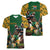 South Africa Rugby Women V-Neck T-Shirt The Springbok Mascot and Rugby Players Fight for Victory